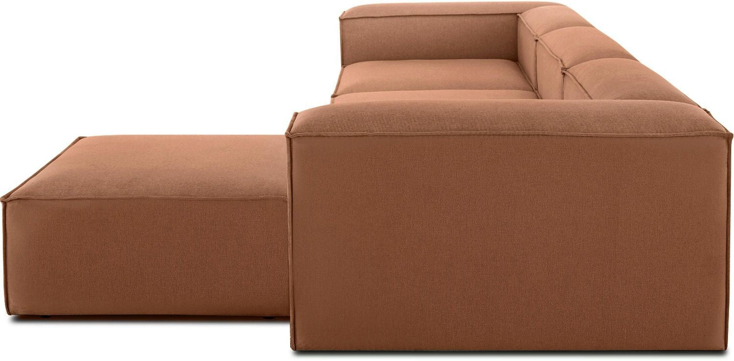 Canapé modulable 4 places en Lin avec pouf Frid