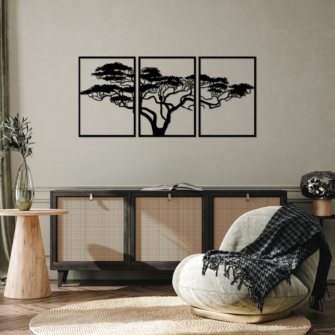 Accessoire mural en métal décoratif Acacia Tree