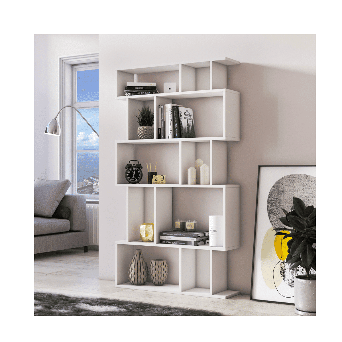 Bibliothèque Piramide bianca 5 étagères 90x160h