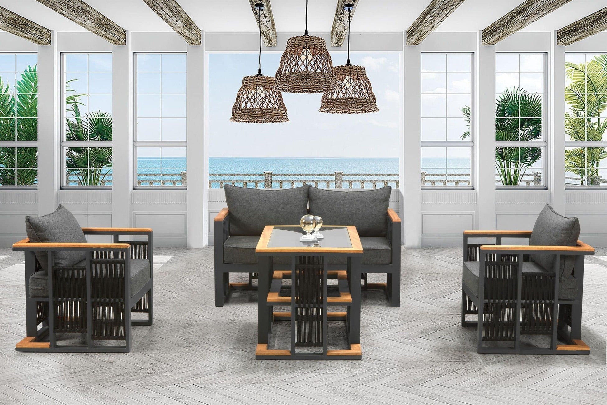 Salon de jardin avec coussins & table basse Lord