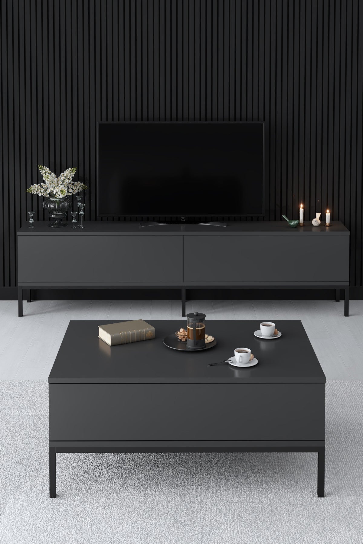 Meuble TV Lord - Anthracite, Black