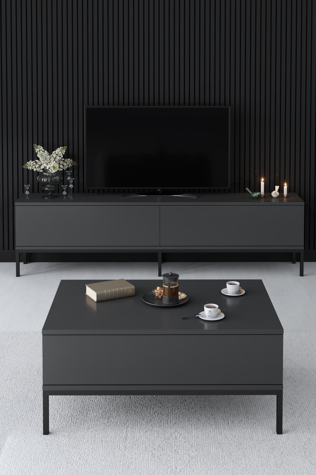 Meuble TV Lord - Anthracite, Black