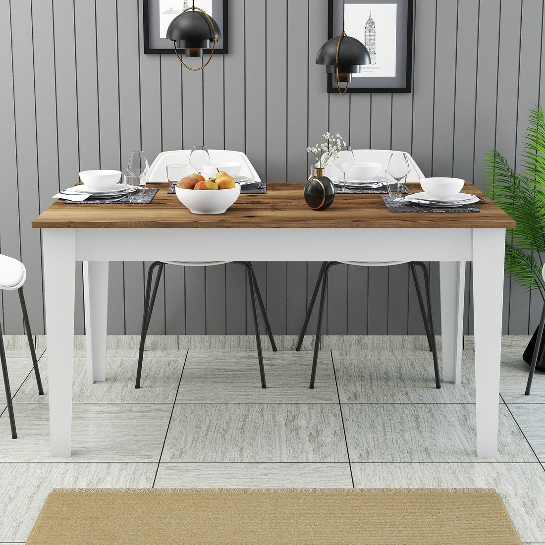 Table à manger Milan 520 - Walnut, White