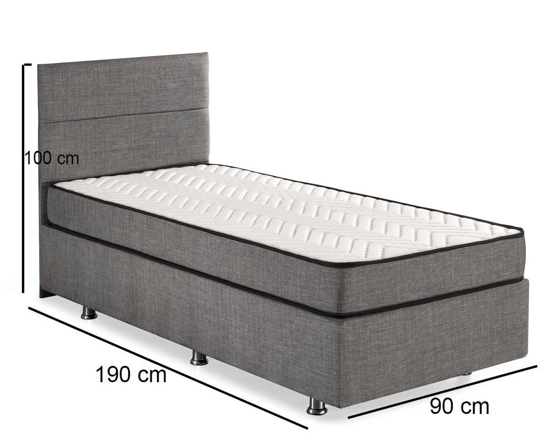 Base de lit unique et tête de lit Silver - Grey (90 x 190)