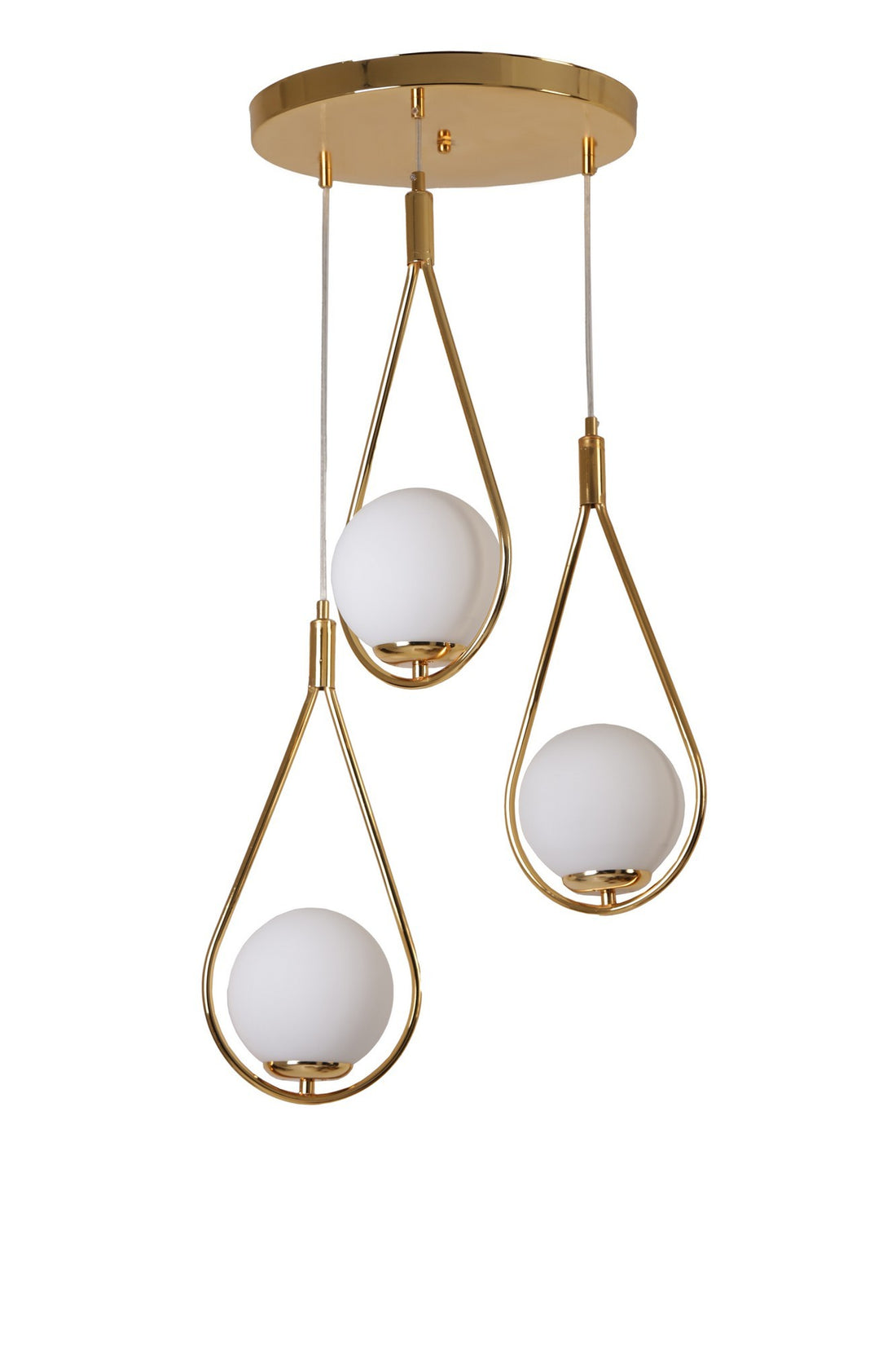 Lustre Damla 3 Lü Tepsili Gold Beyaz Camlı Sarkıt