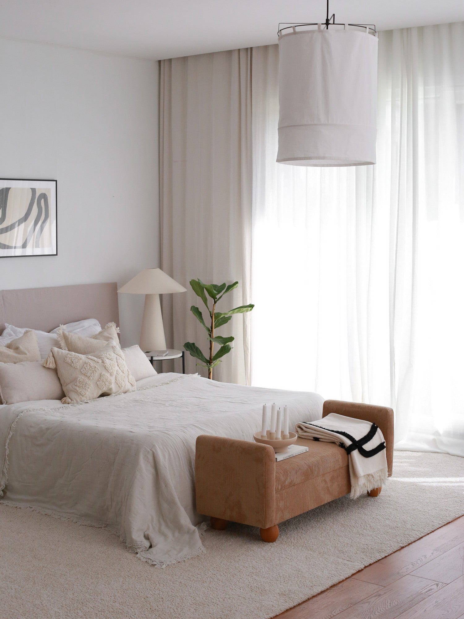 Banquette coffre Evar L115cm Velours côtelé Camel