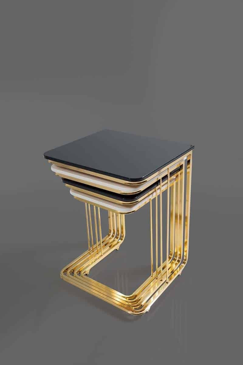 Vegas Table Gigognes Noir Blanc