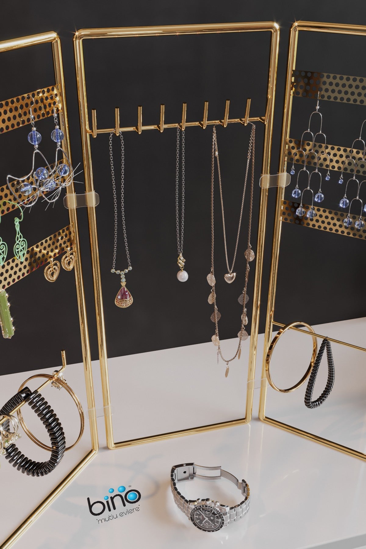 Organisateur de présentoir à bijoux 3'lü Takı Standı