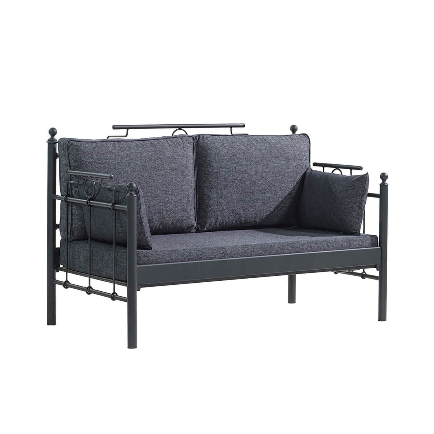 Canapé jardin de 2 places Hatkus - Black, Anthracite