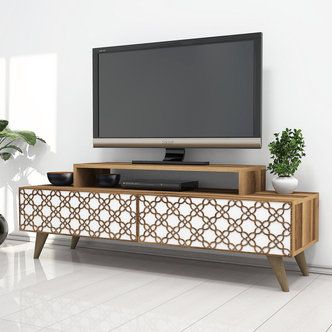 Meuble TV City - Walnut, White