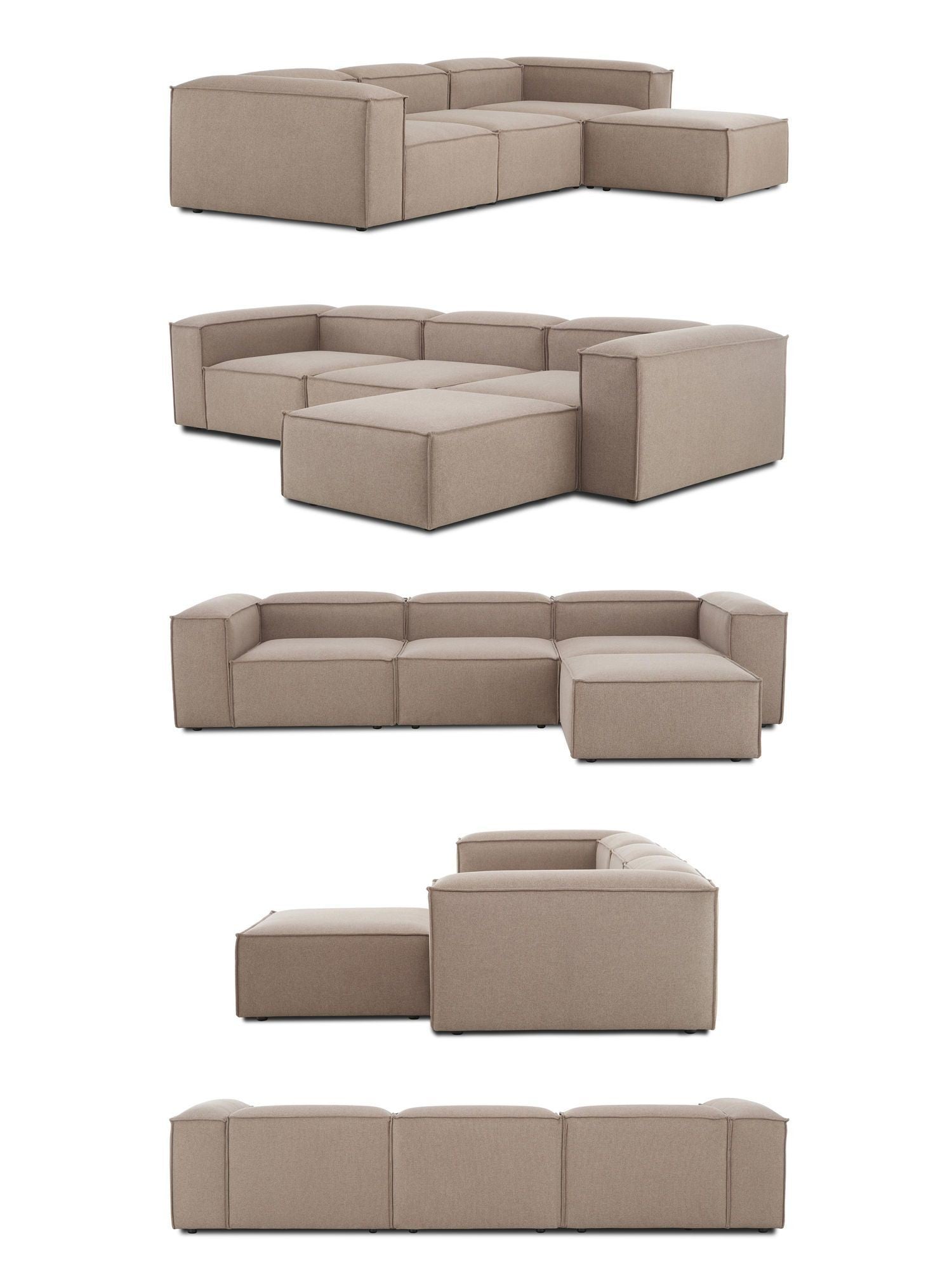 Canapé modulable 4 places en Lin avec pouf Frid