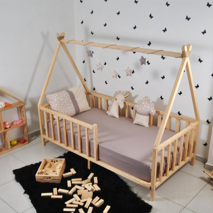 Lit cabane enfant Derya ,bois 90x190cm