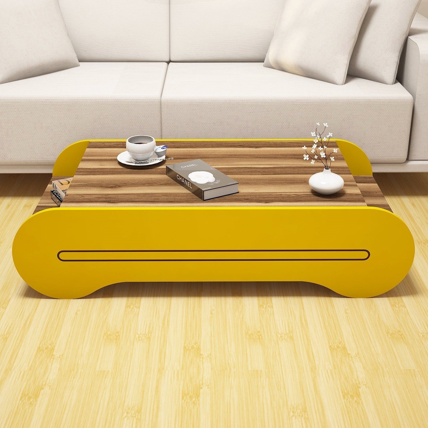 Table basse Cool - Walnut, Yellow