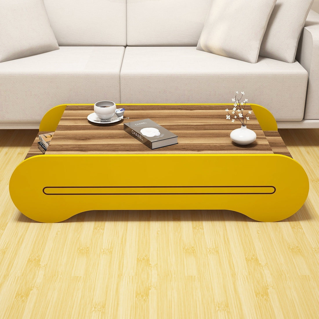 Table basse Cool - Walnut, Yellow