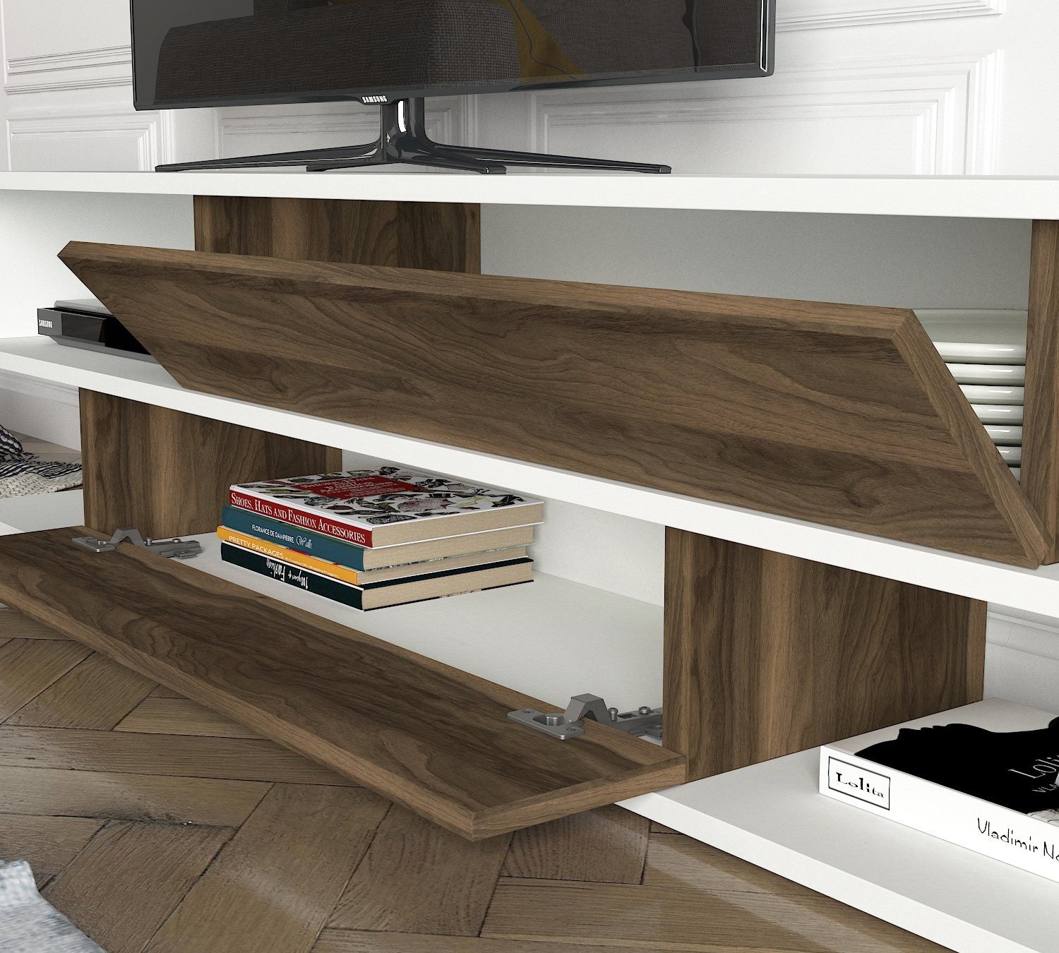 Unité de télévision Manyetik - White, Walnut