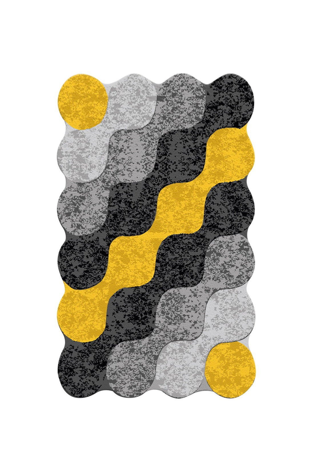 Tapis (120 x 180) Velours Motif Cercles combinés Jaune, Noir et Gris