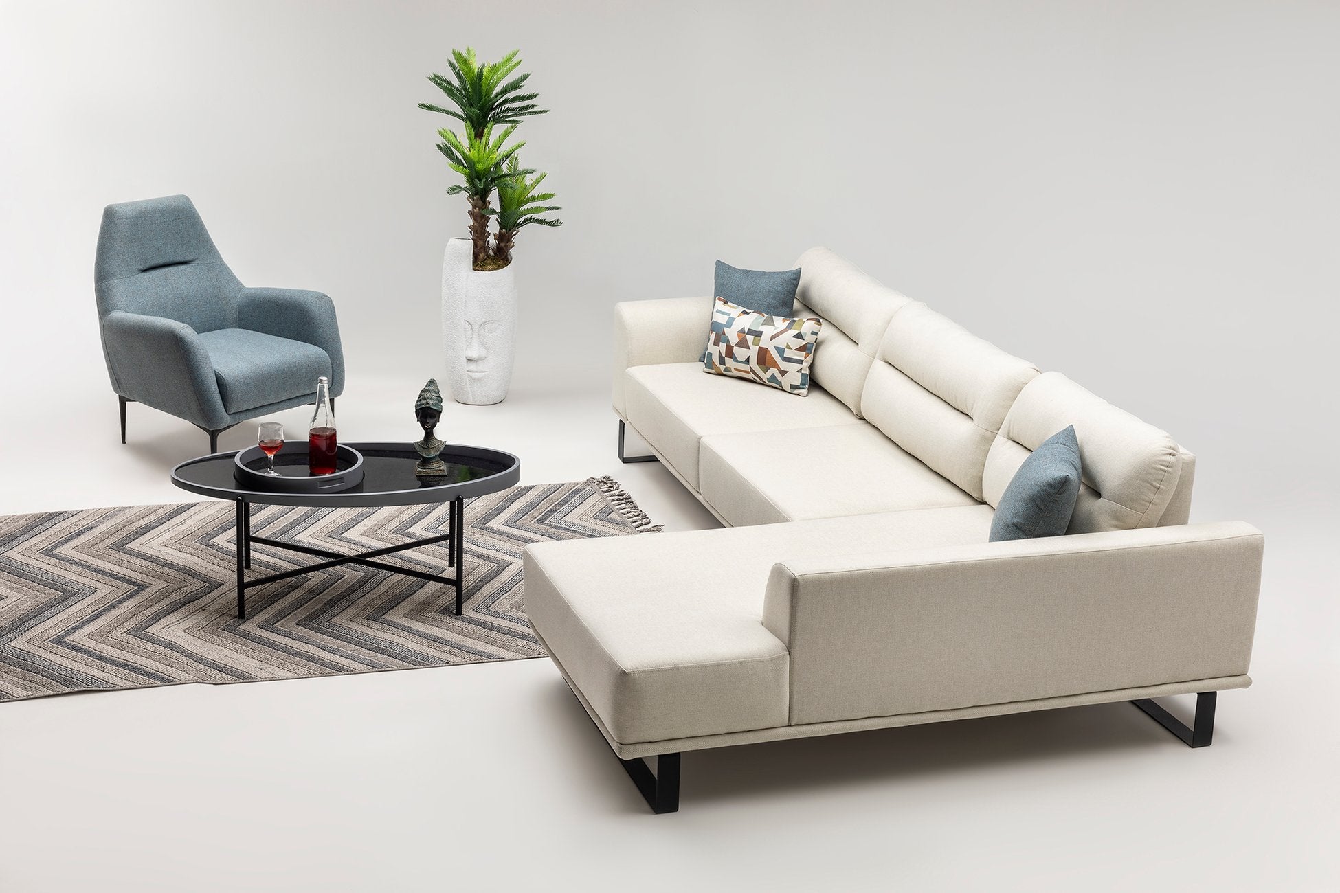 Alacati Canapé d’angle avec chargeur USB