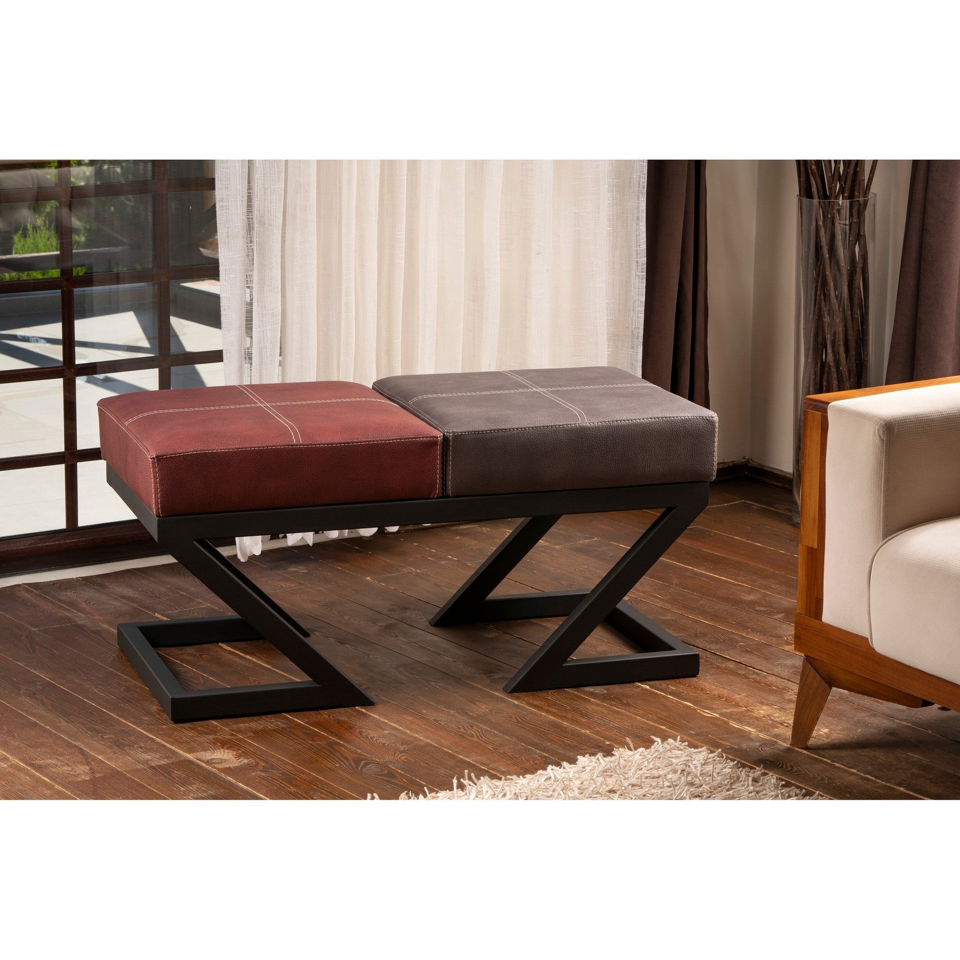 Pouf Brda - Anthracite, Claret Red