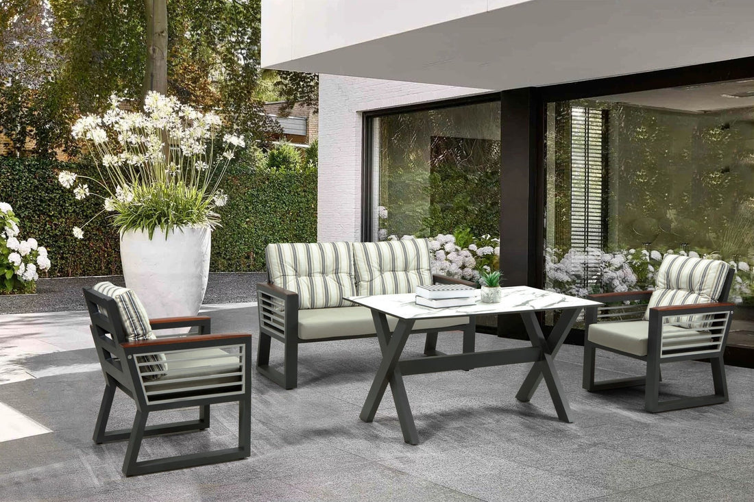 Salon de jardin avec coussins &amp; table basse Modena