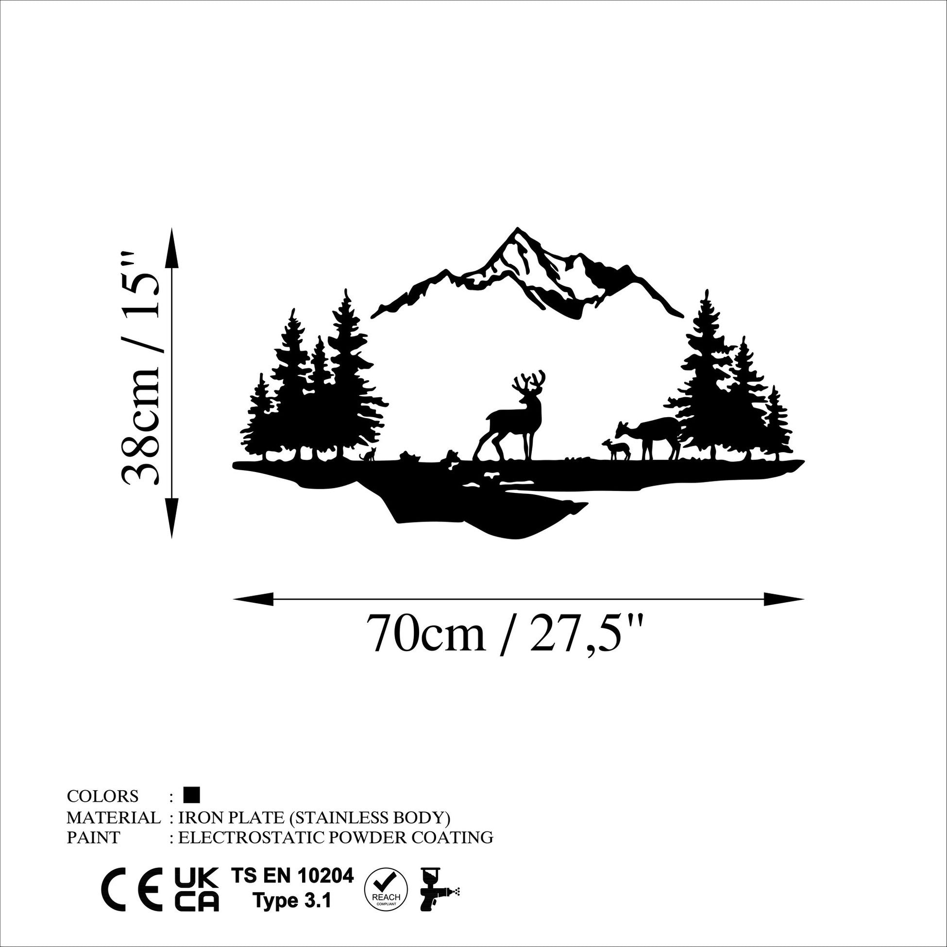 Accessoire mural en métal décoratif Deer And Landscape - 1