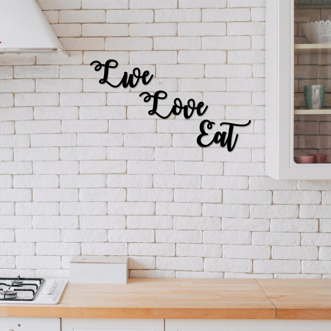 Accessoire mural en bois décoratif Live Love Eat