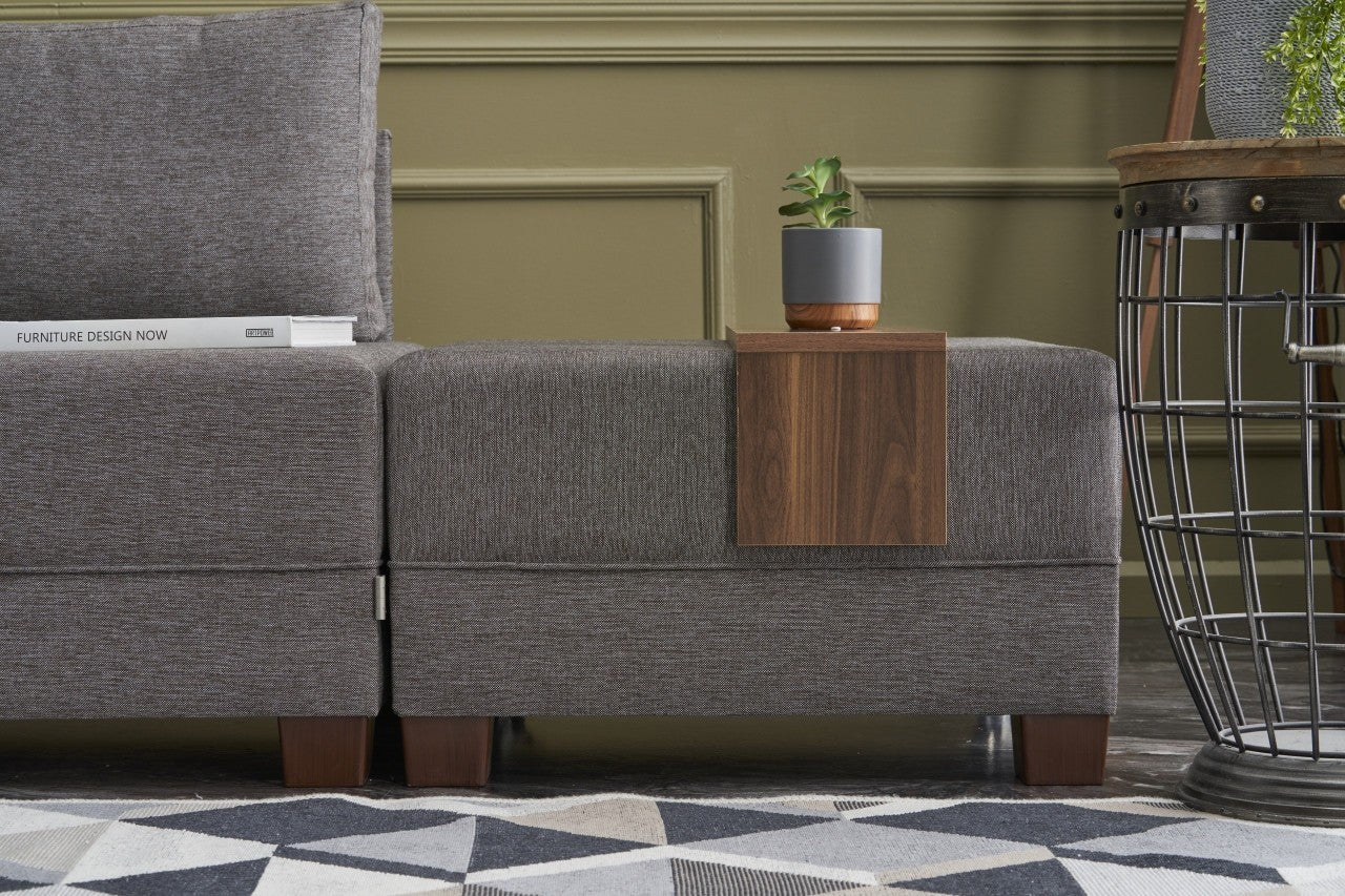 Canapé d'angle gauche Tikona 280 cm - Marron - 5 places - Tissu