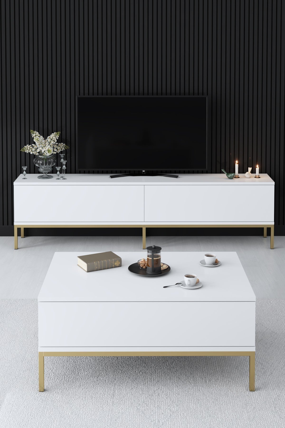 Table basse Lord - White, Gold