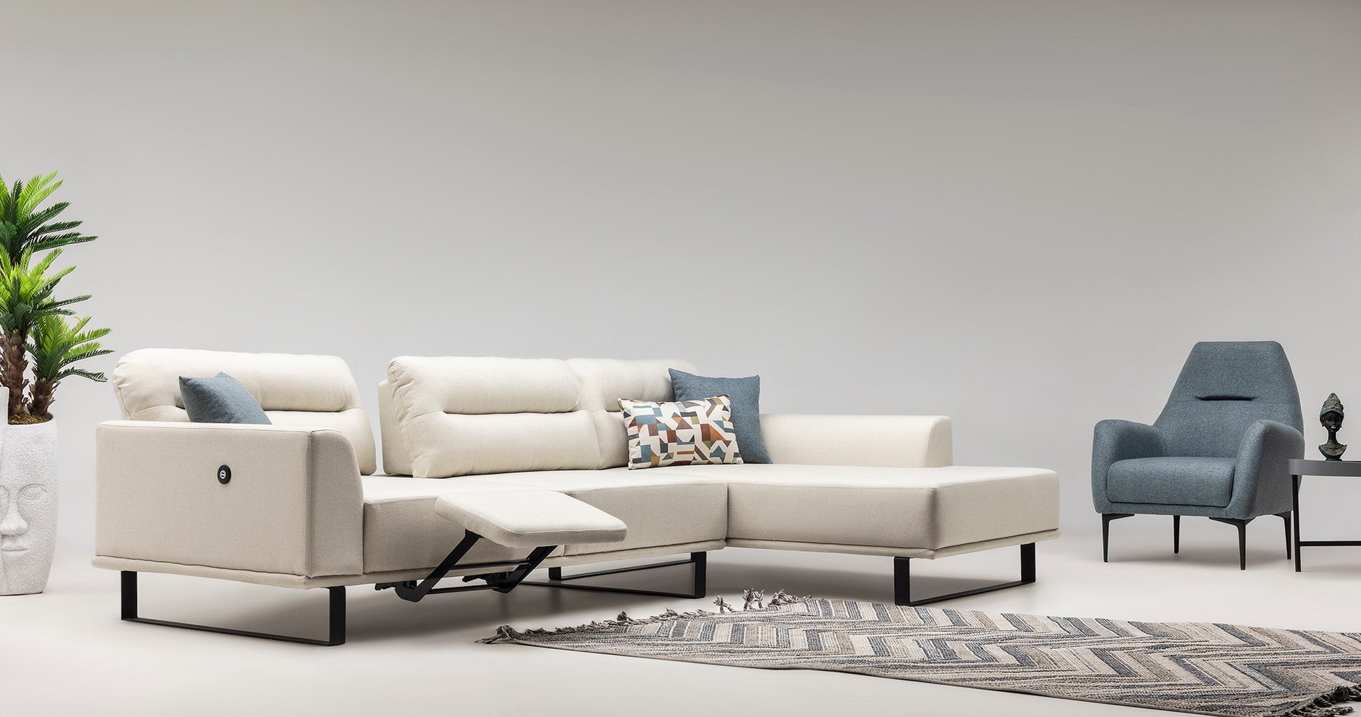 Alacati Canapé d’angle avec chargeur USB