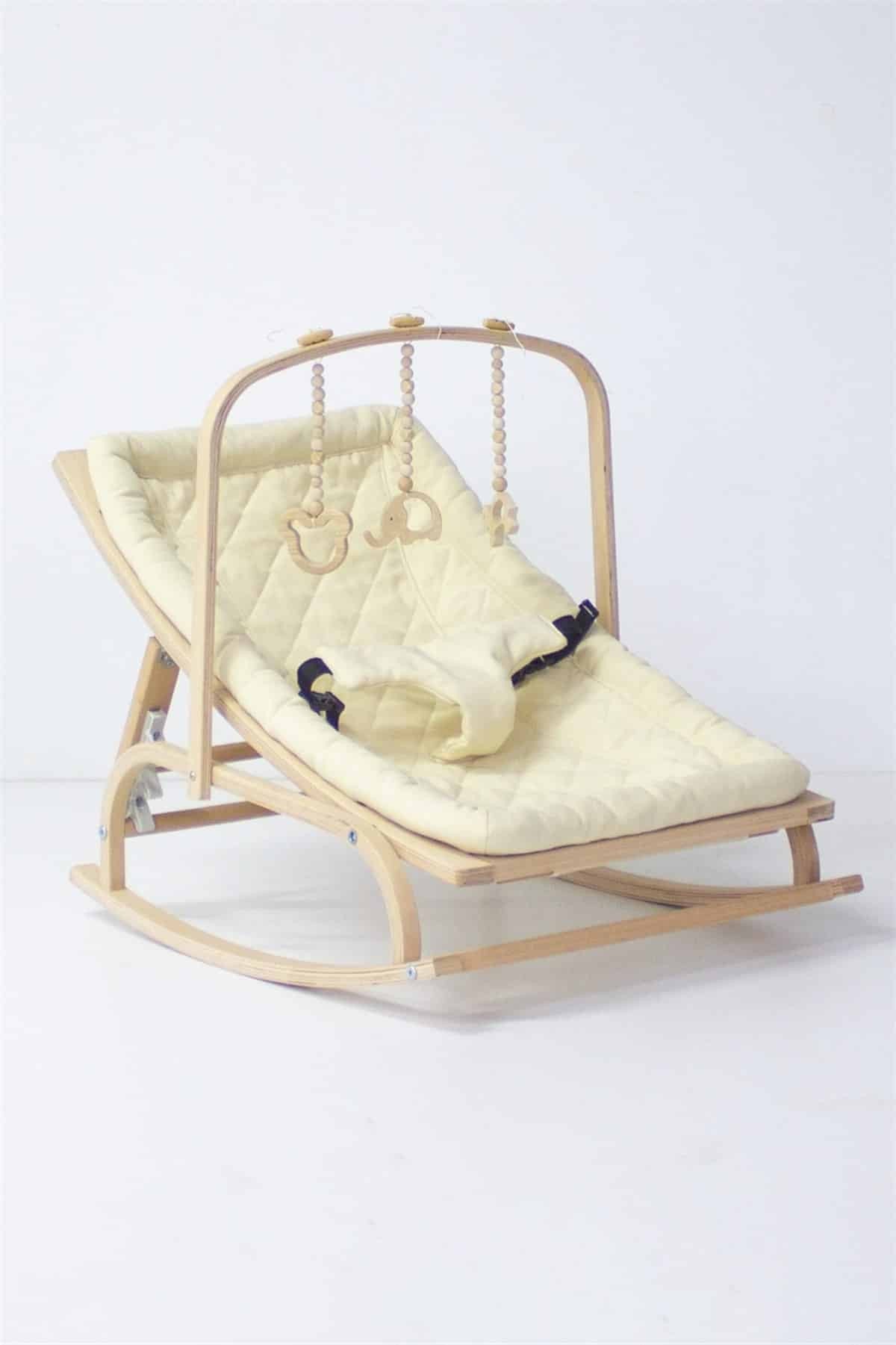 Transat bébé bois ajustable + Avec 3 jouet en bois