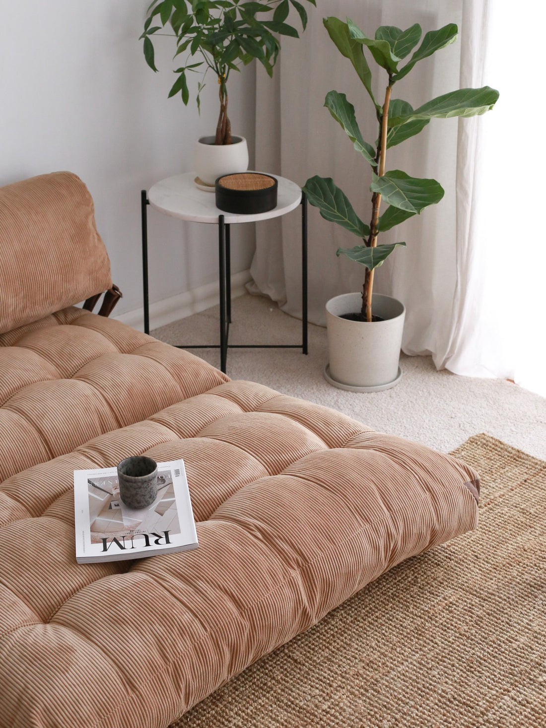 Chauffeuse 2 places convertible Fold Velours côtelé Camel