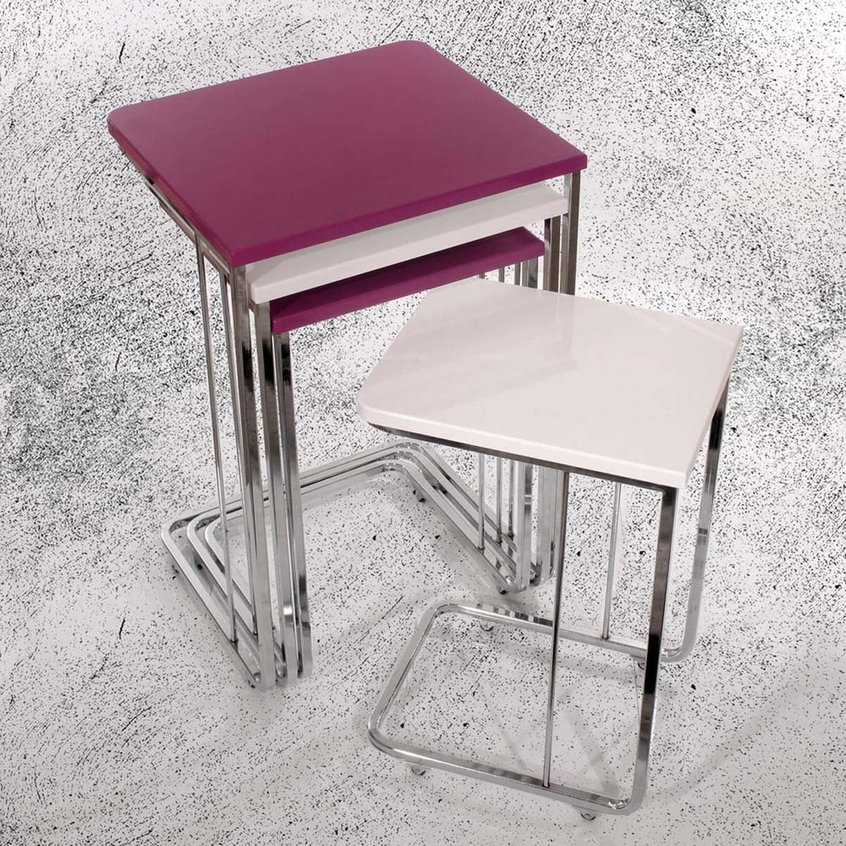 Vegas Table Gigognes Blanc Violet