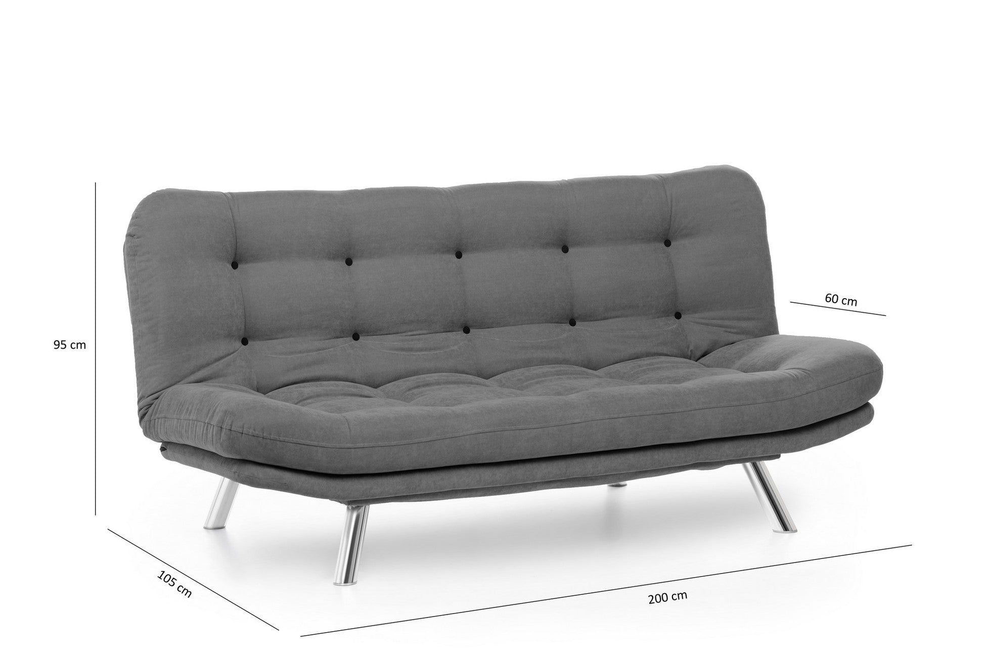 Canapé-lit 3 places Misa Sofabed - Grey
