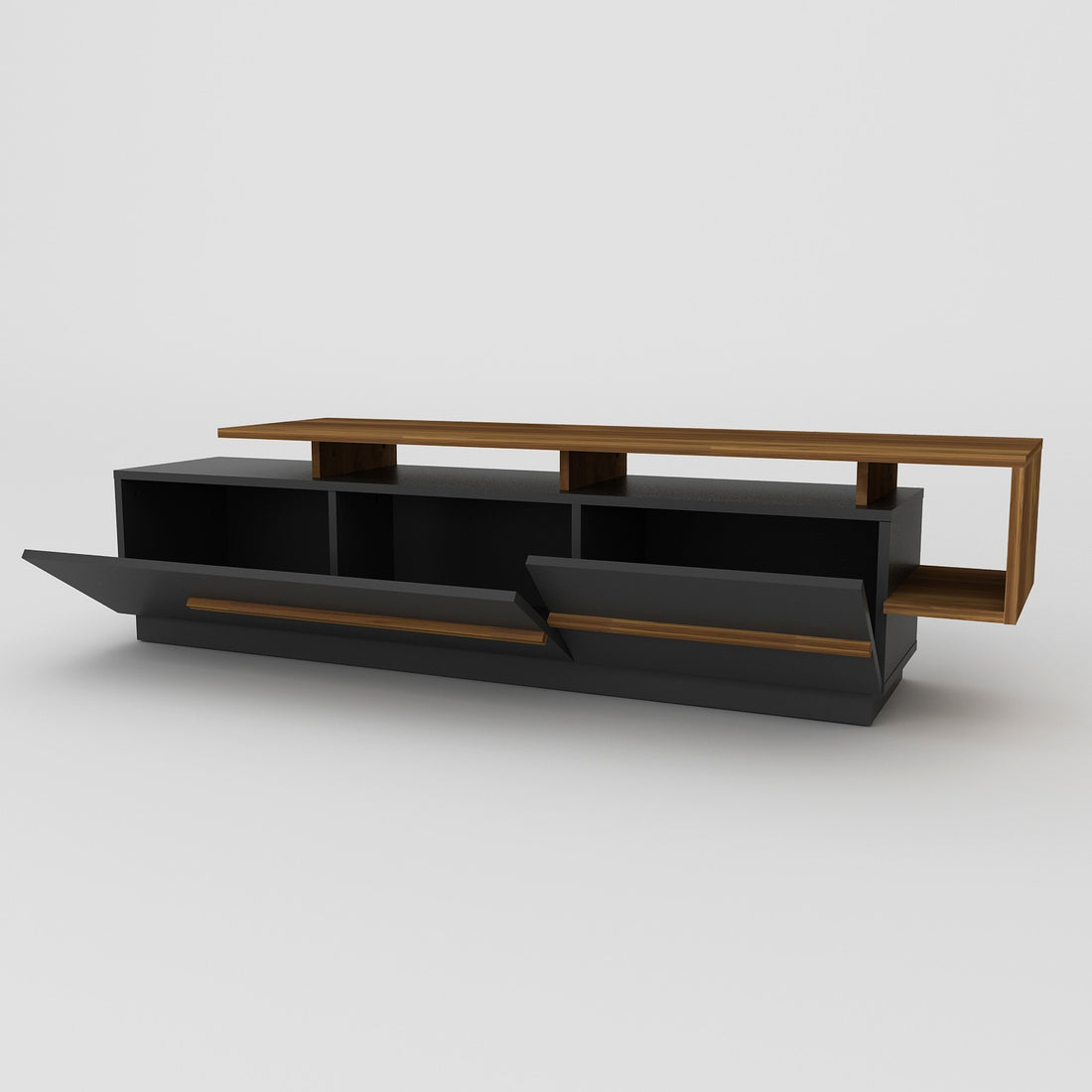 Meuble TV Pia - Black, Walnut
