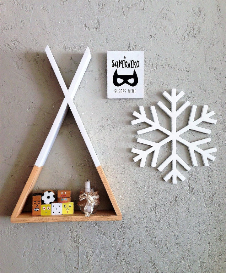 Accessoire mural en bois décoratif Snowflake - White