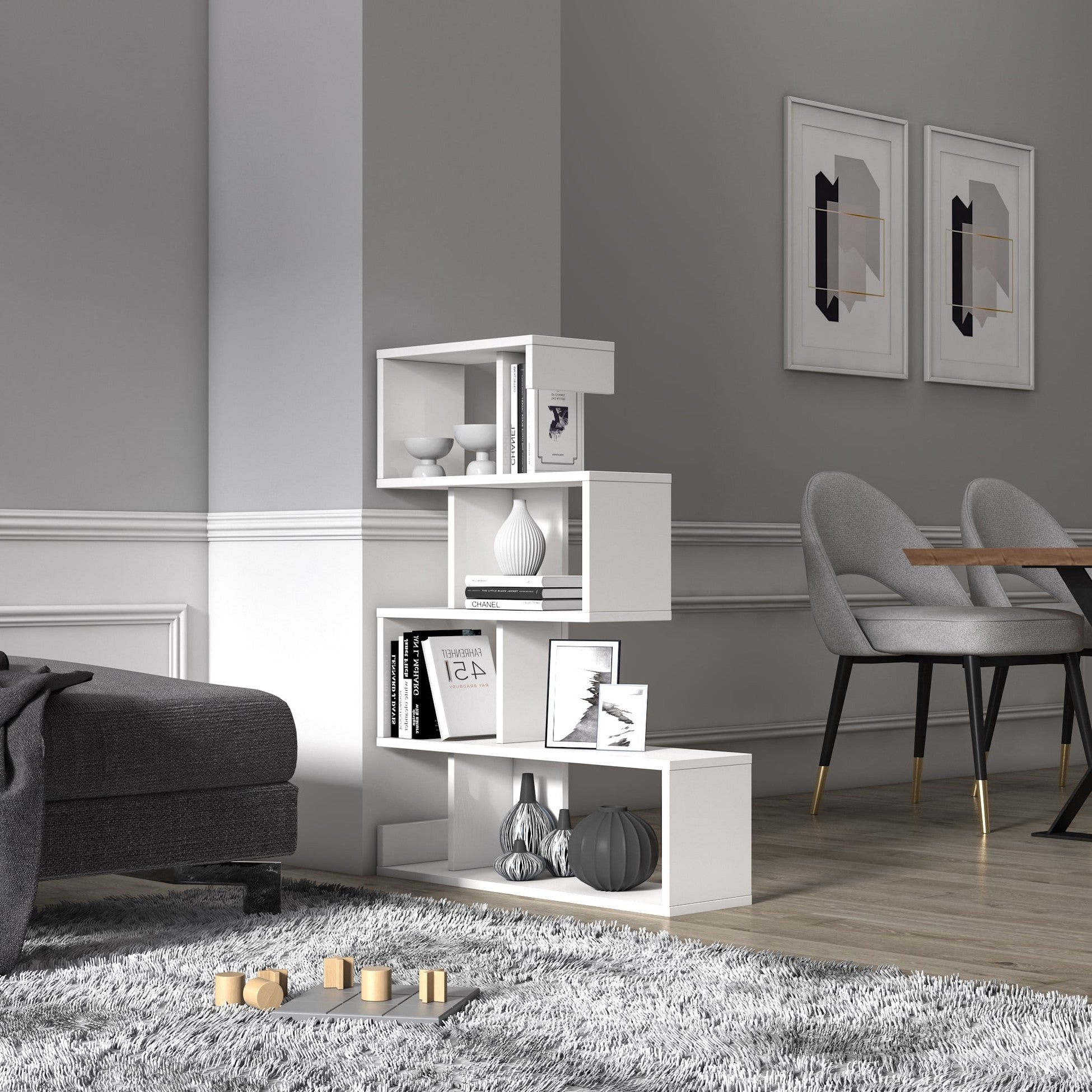 Bibliothèque Longway bianca 4 étagères 80x100h