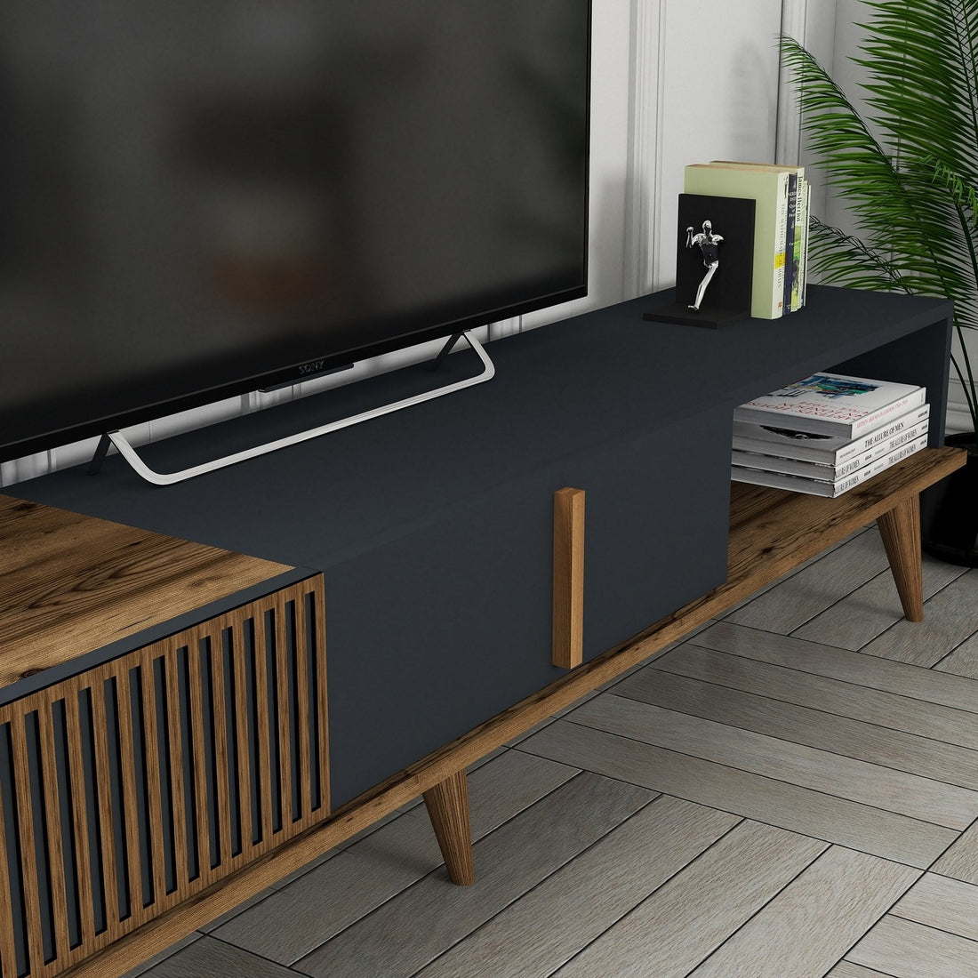 Meuble TV Milan Alt - Walnut, Anthracite