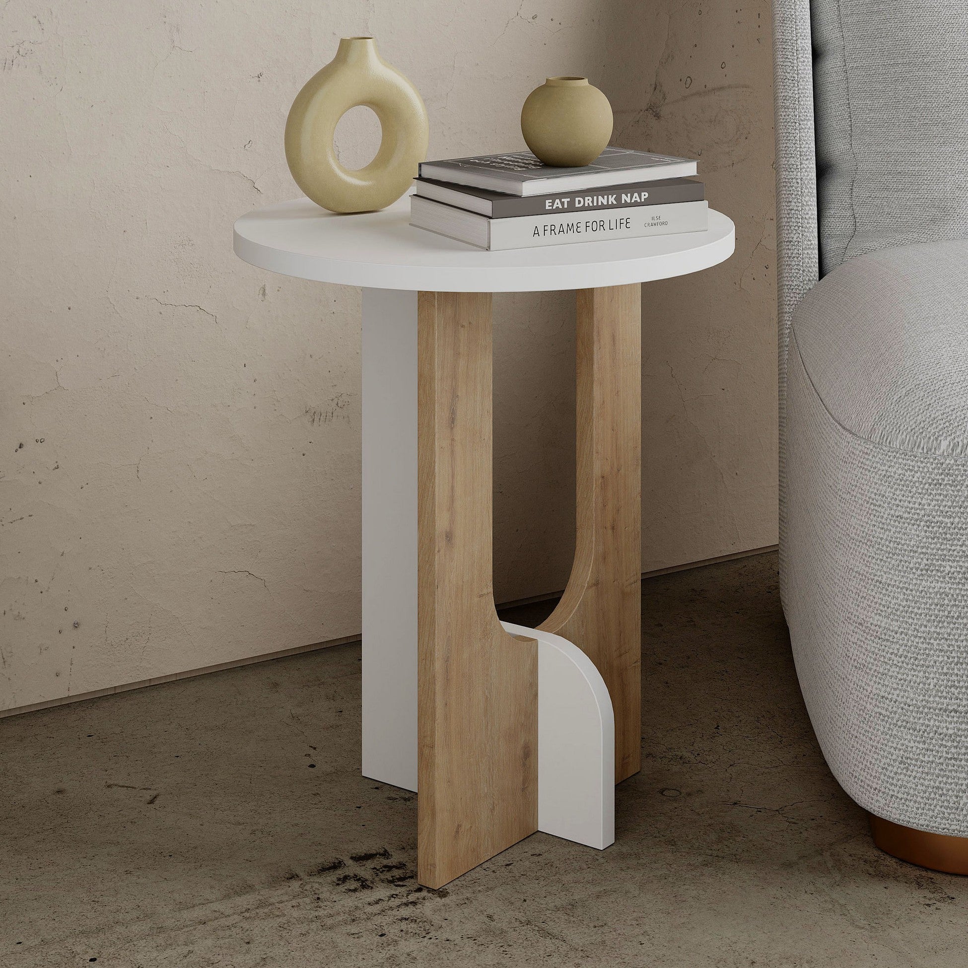 Table d'appoint Luna - White, Oak