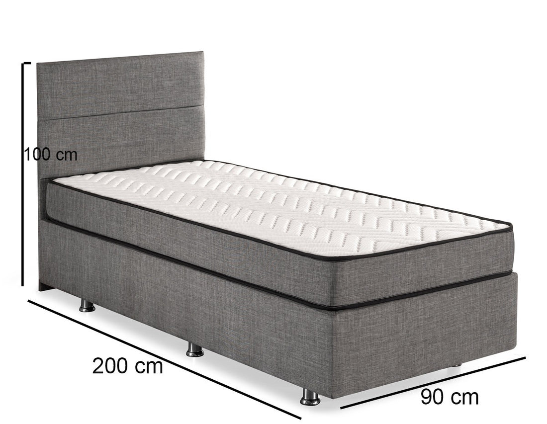 Base de lit unique et tête de lit Silver - Grey (90 x 200)