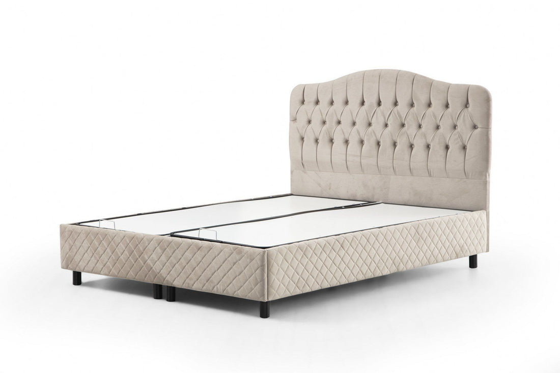 Base de lit double et tête de lit Vassi 150 x 200 - Beige