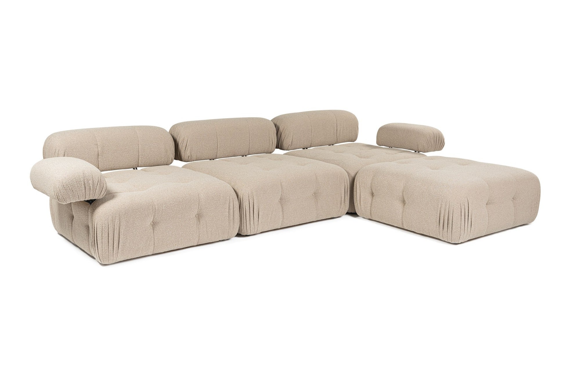 Canapé d'angle Doblo 3 Seater with Pouffe ( L1-O1-1R-Pouffe) - Peach