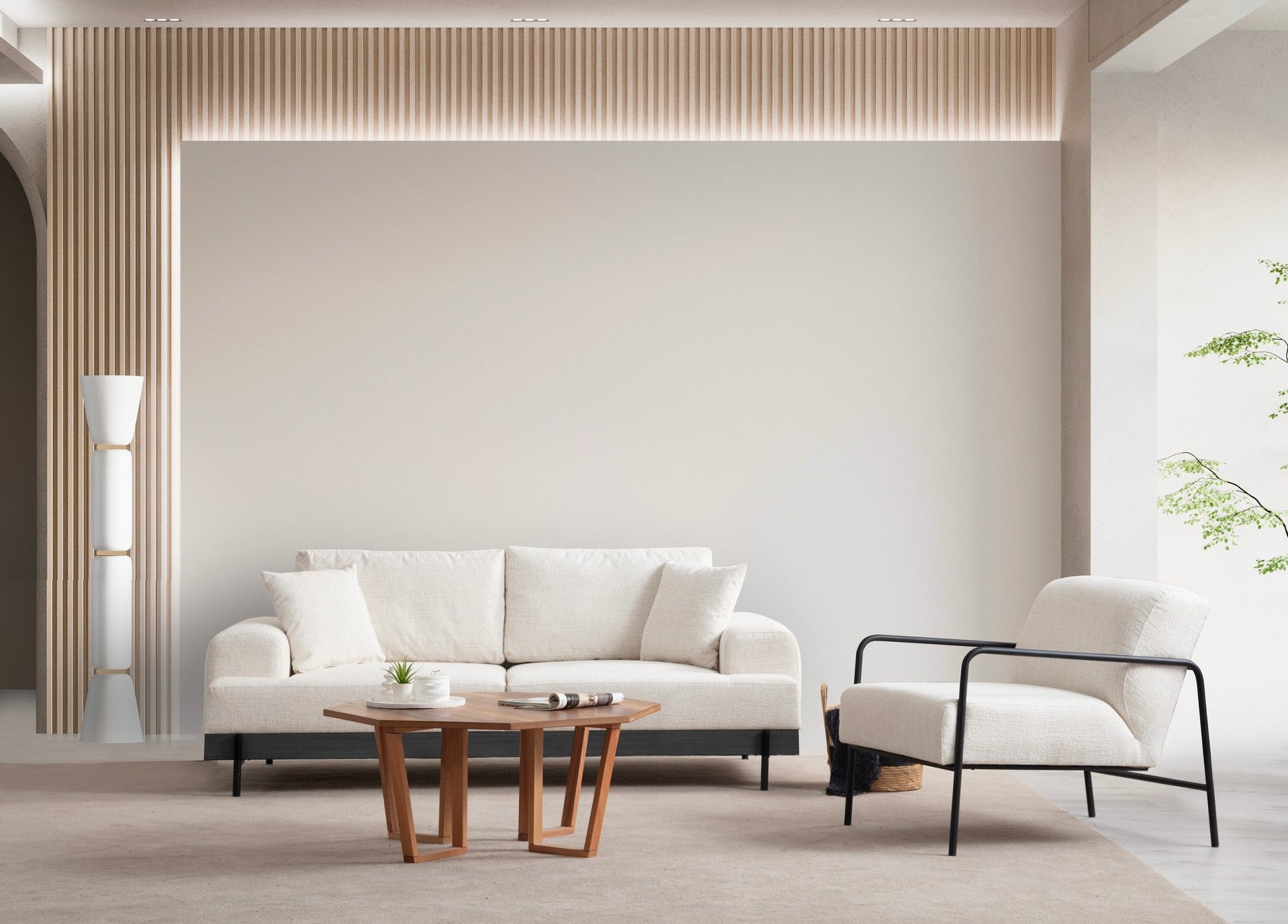 Canapé à 3 places Eti Black 3 Seater - White