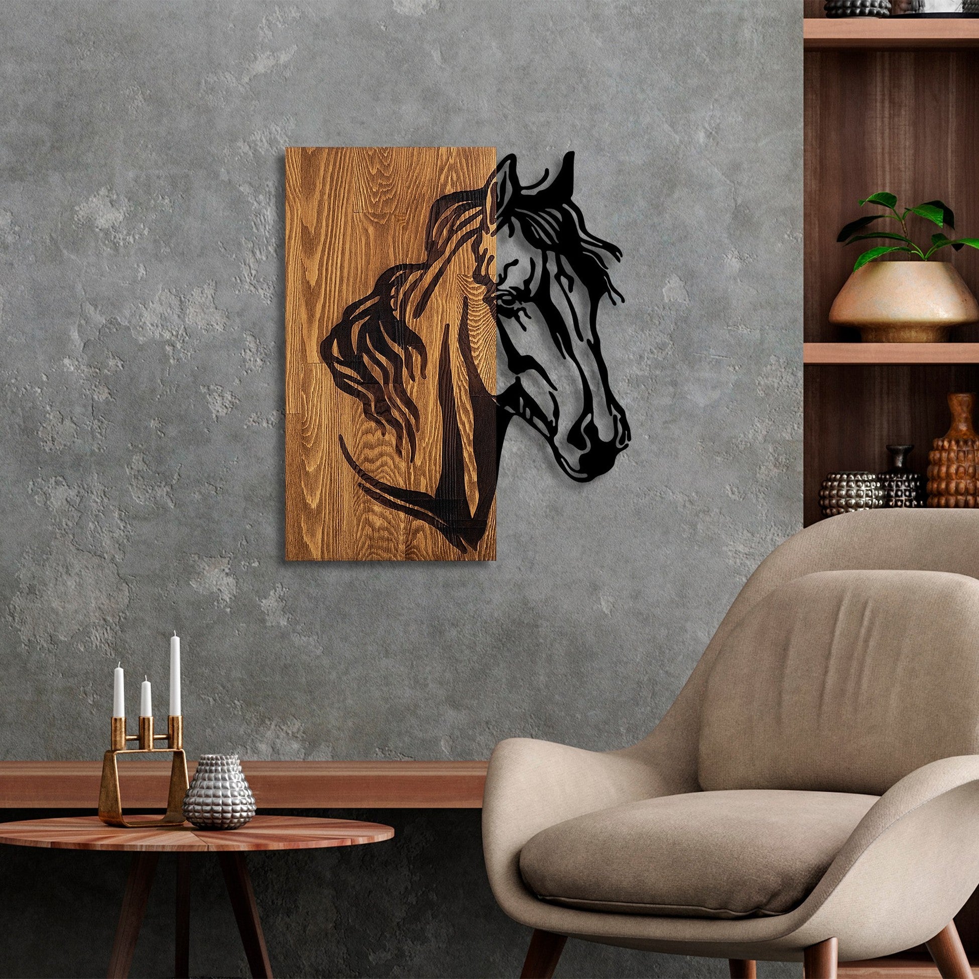 Accessoire mural en bois décoratif Horse 1