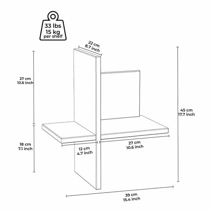Brick Etagère murale en bois Natural lot de 2