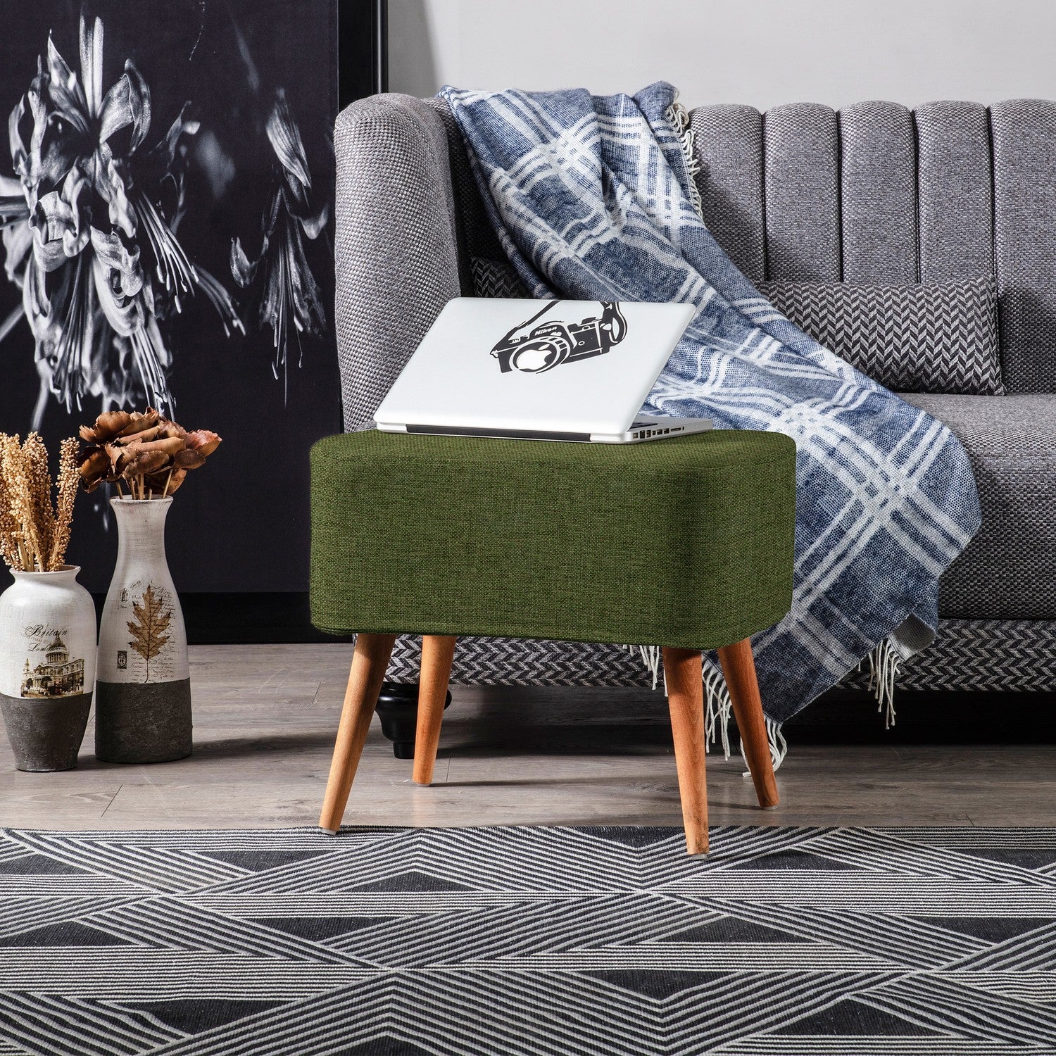 Albina Pouf vert kaki v2