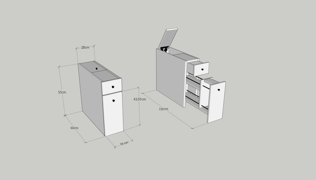 Rangement de salle de bain 1 porte et 2 tiroirs Calencia Bois Blanc