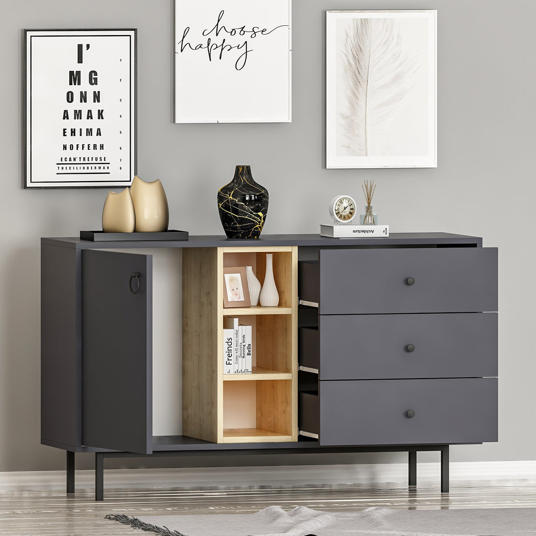 Console Naturel - Anthracite
