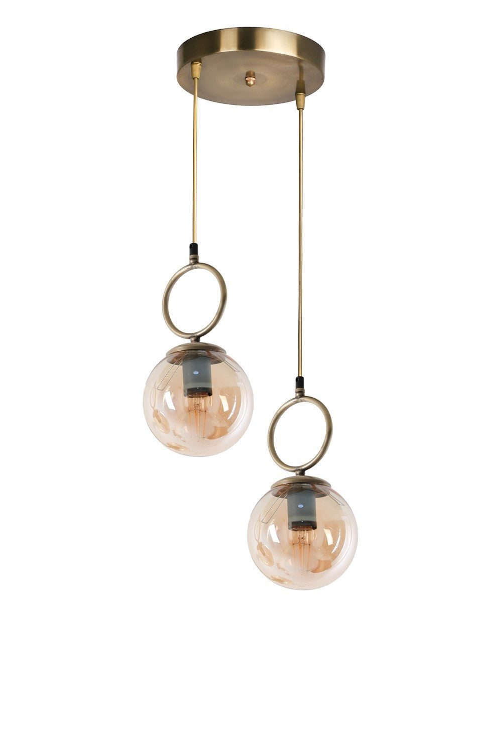 Lustre Morino Lampe à suspension antique en verre miel à 2 plateaux