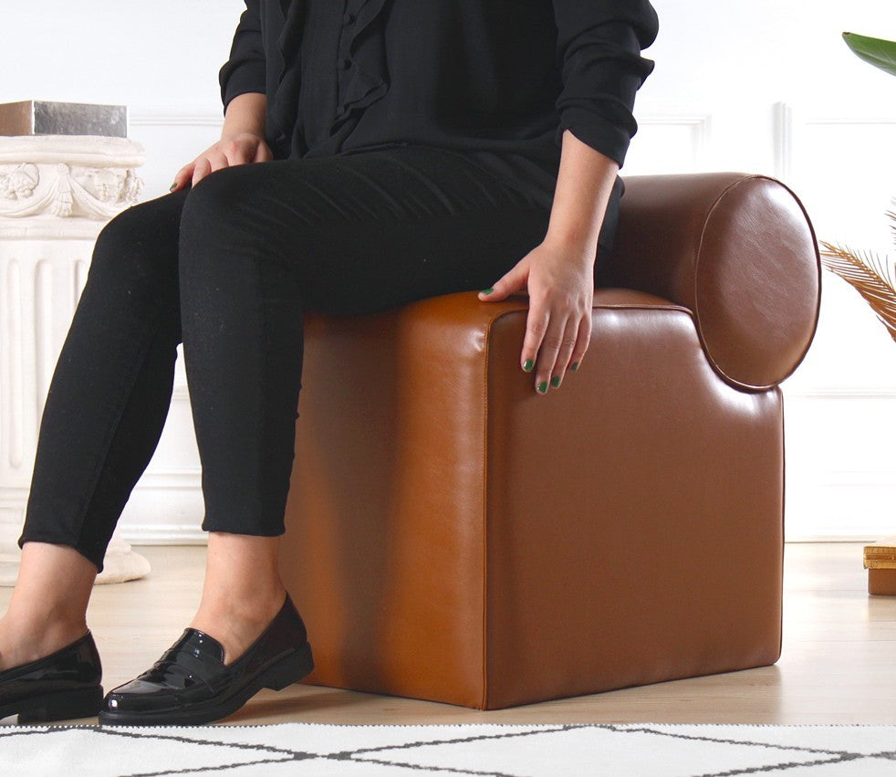 Pouf Rohin Deri Puf - Brown