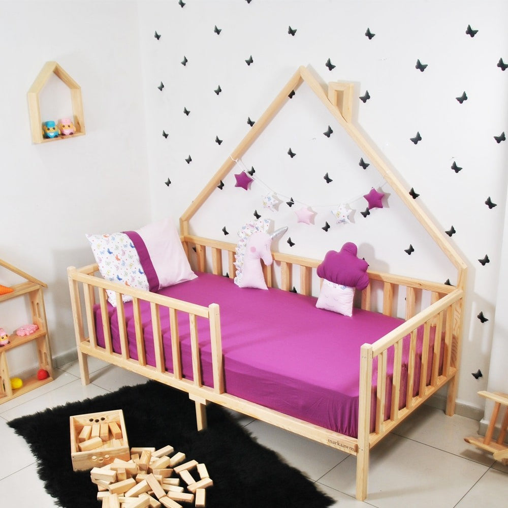 Lit cabane enfant Defne ,bois 90x190cm