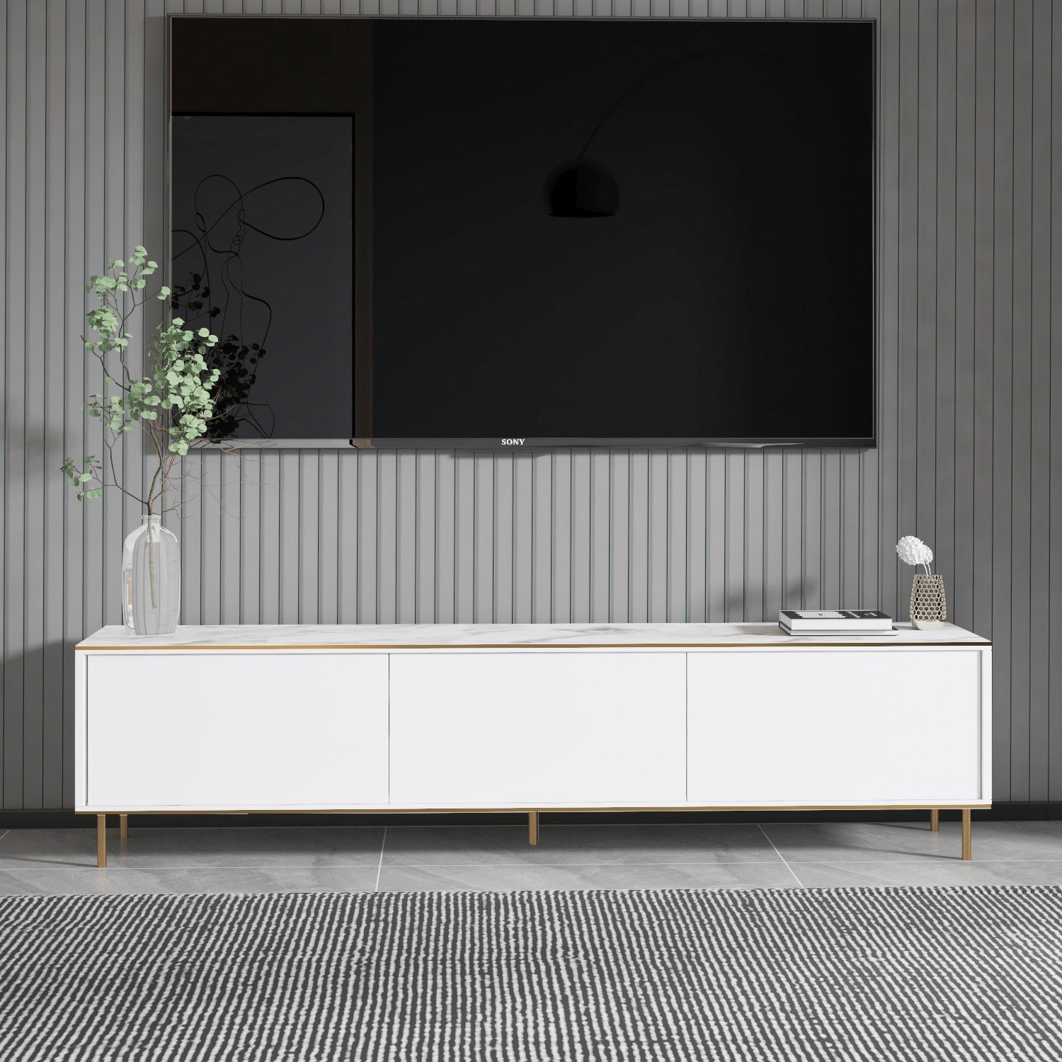 Meuble TV Imaj - Marble, White